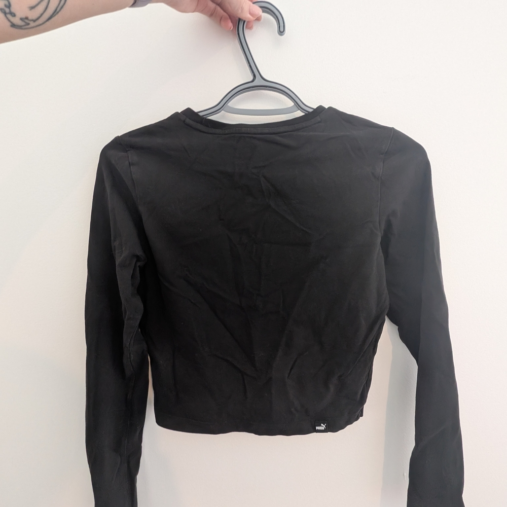Puma Black Cropped Long Sleeve Sweatshirt - Picture 2 of 2